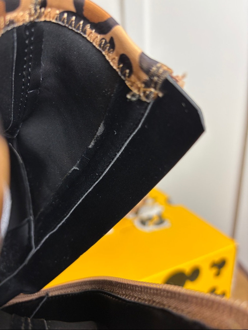 Disney x Aldo Tan Ankle Boots with Leopard Mickey Print, Size 8 - Picture 7 of 9